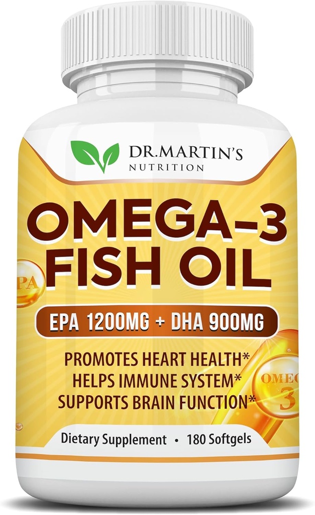 Omega 3 Fish Oil 3750mg Triple Strength □ EPA 1200mg + DHA 900mg Fatty Acids □ Fish Oil Omega 3 Supplement □ Promove coração saudável, sistema imunológico, olhos, pele e função do cérebro