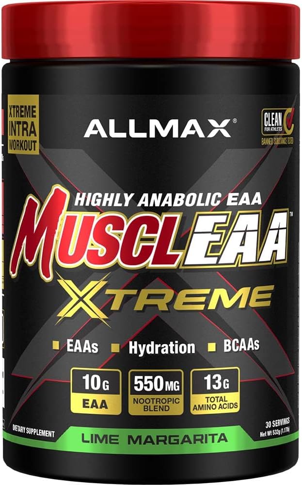 ALLMAX MUSCLEAA Xtreme, Lime Margarita - 532 g Pó - Fornece EAAs, BCAAs e Hidratação - até 30 Serv...