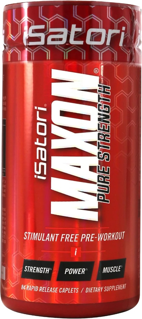 iSatori Maxon Stim Free Pré-treino Tablets, Pure Strength & Performance Formula com Kre-Alkalyn Creatine, Fenugreek, Agmapure & elevATP, Caffeine Free Pre Treino para Homens, 84 Tablets