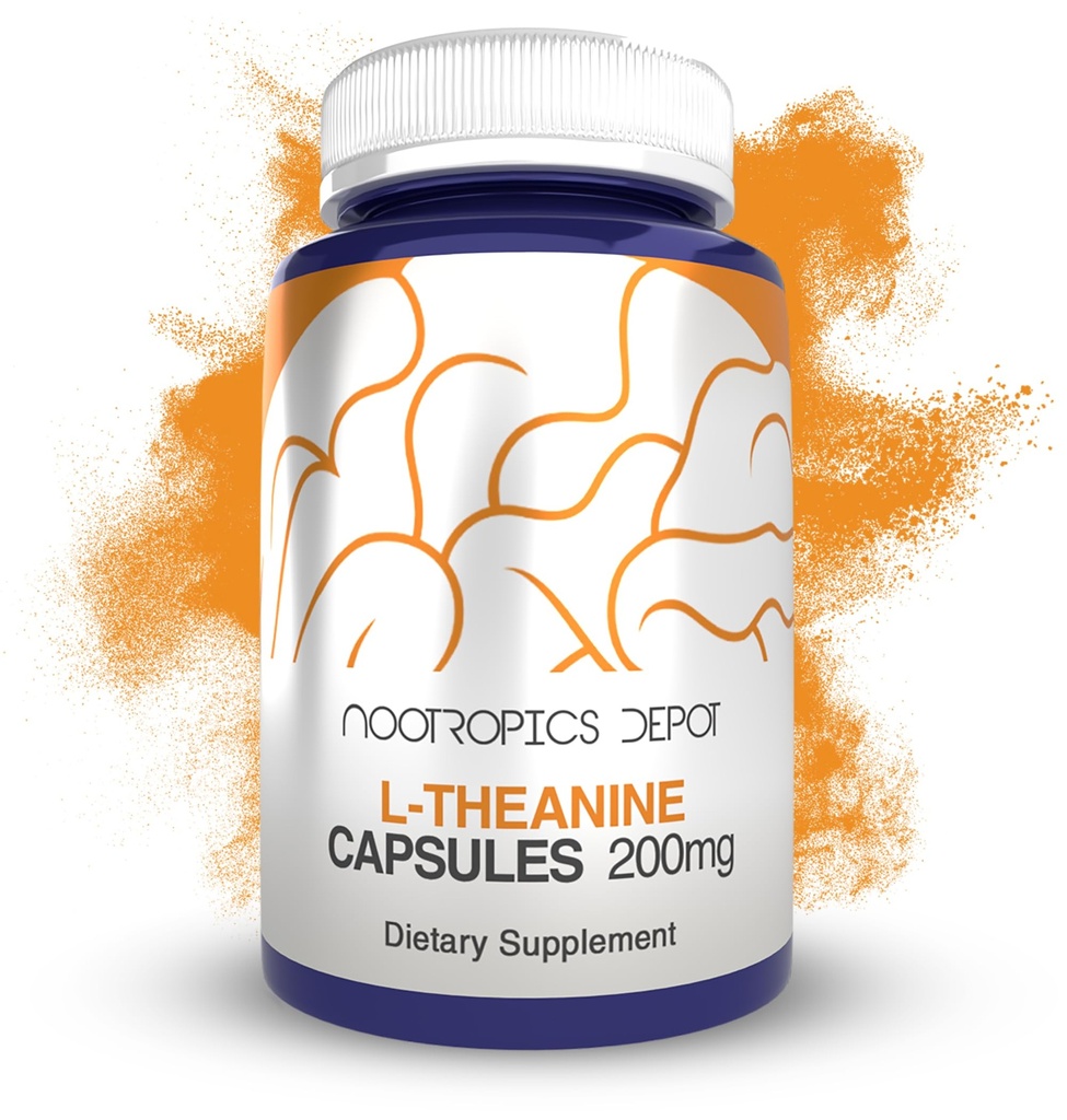 Nootropics Depot L-Theanina Cápsulas 200mg (180 Count) Promove o relaxamento