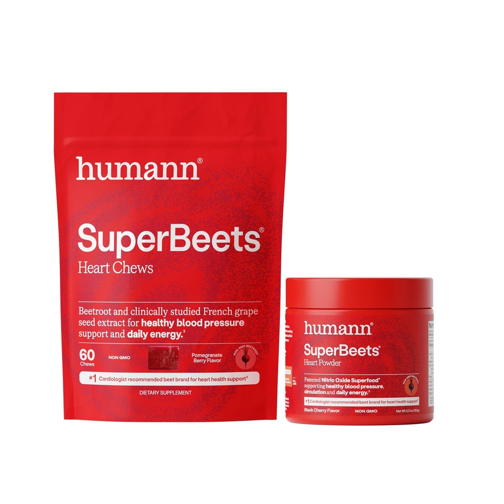 Humann SuperBeets coração mastiga e preto Cherry Pó