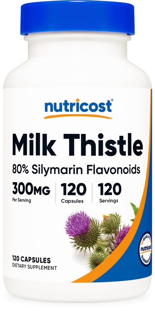 Nutricost Milk Thistle Cápsulas 300mg, 120 Cápsulas (80% Silymarin) - Gluten-Free & Non-GMO