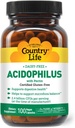 País Vida Acidophilus Probiótico Suplemento para Mulheres e Homens - Livre de alergénios comuns - 2,4 bilhões de UFCs para apoiar a saúde digestiva - Livre de leite, Não-GMO, 100 Cápsulas Vegan