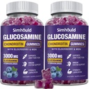2 embalagens Glucosamina Condroitin Gummies - 3000MG Suplemento de suporte conjunto de força extra com HSH & Elderberry, flexibilidade, antioxidante Imune Suporte Gummy para adultos, homens e mulheres
