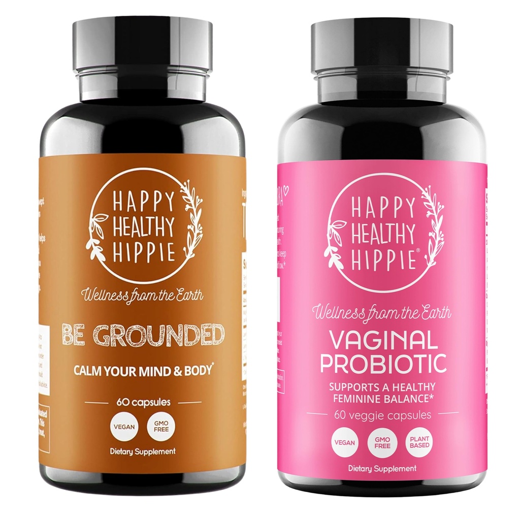 Feliz saudável Hippie vaginal probióticos para as mulheres e ser aterrado alívio de estresse