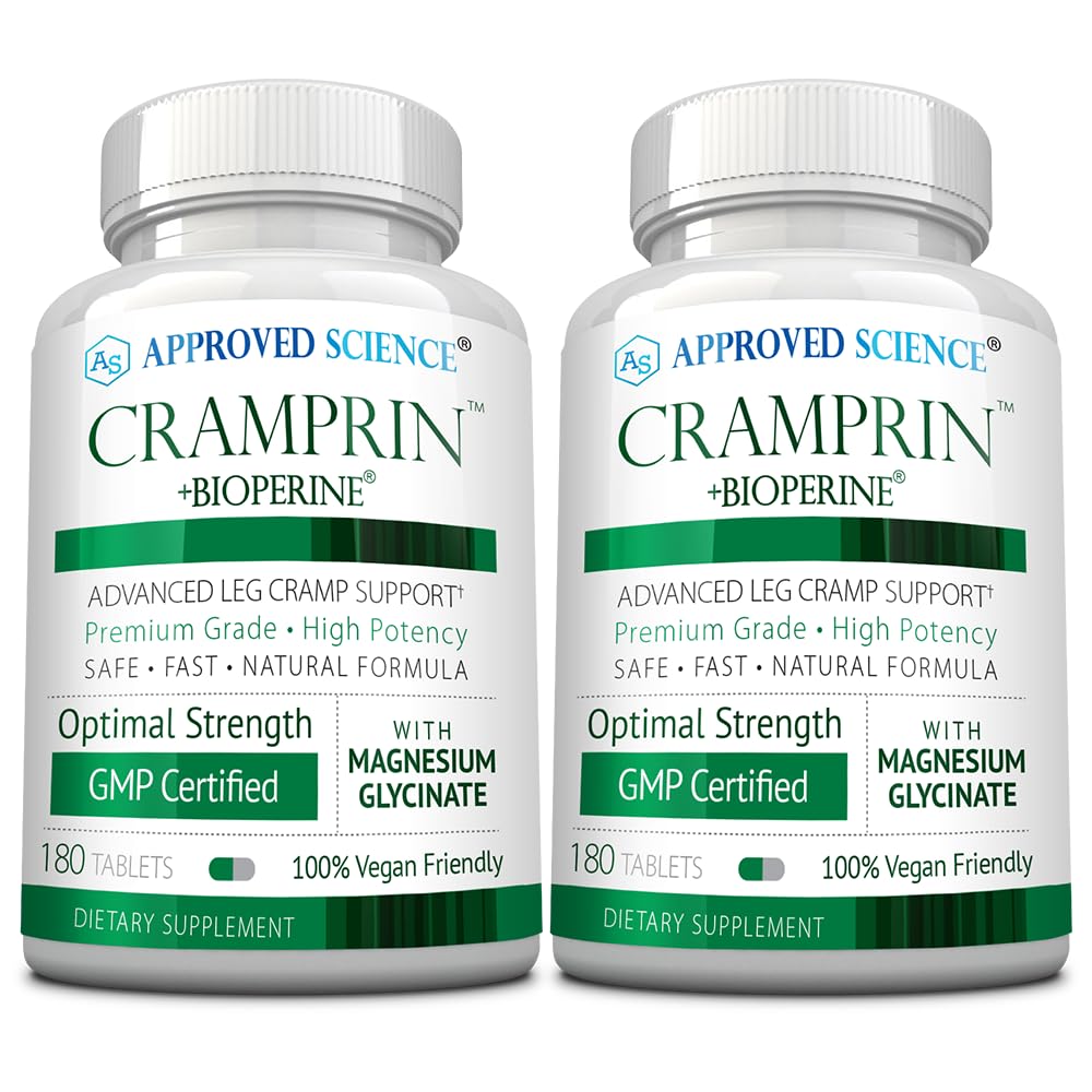 Cramprina científica aprovada - Magnésio de alta absorção, Complexo de vitamina B, BioPerine - 6 Mês de fornecimento - 2 garrafas - Vegan