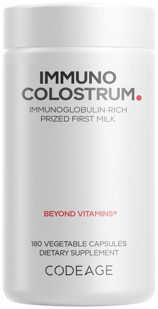 Colostro Colostro Colostro Colostro Grass-Fed - Primed First Milk - Grass-Fim, Congelado - Vitaminas, Imunoglobulinas, Fatores de Crescimento - Não-GMO, Gluten-Free - 180 Cápsulas