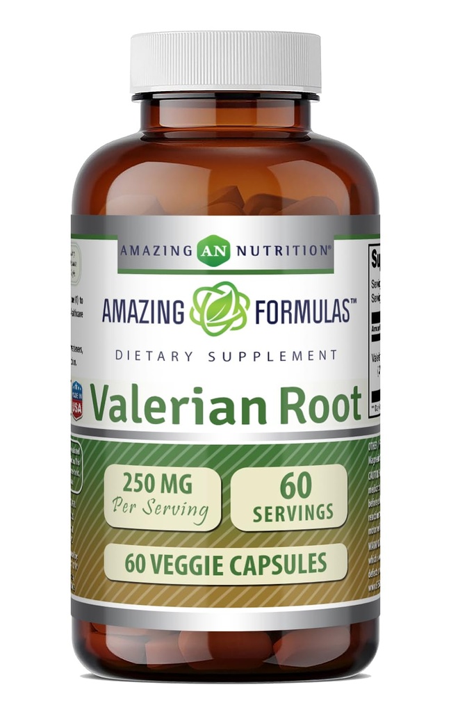 Fórmulas surpreendentes Raiz de Valeriano 4:1 Extrair Suplemento de 250 Mg, 1000 Mg Equivalente, 60 Cápsulas Vegetais, Não-GMO, Glúten, Grátis