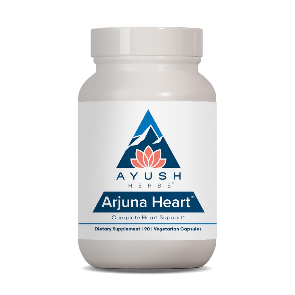 Ayush Herbs Arjuna Heart, Herbal Supplement for Heart Support, Heart-Protection Cápsulas para Homens e Mulheres, 90 Cápsulas Vegetarianas