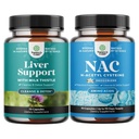 Pacote de Fígado Cleanse Detox & Repair Fórmula e Suplemento NAC N-Acetil Cysteine 600mg - Suplemento de suporte de ervas com cardo de leite - Alta Absorção NAC 600 mg Cápsulas Glutationa