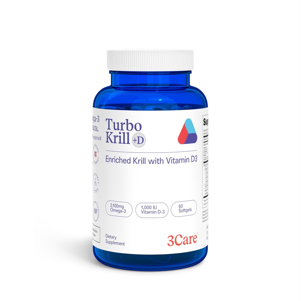 Turbo Krill 2100mg [alto concentrado] Krill Oil Plus 600 UI Vitamina D Omega 3 Suplemento 60 Count Softgels