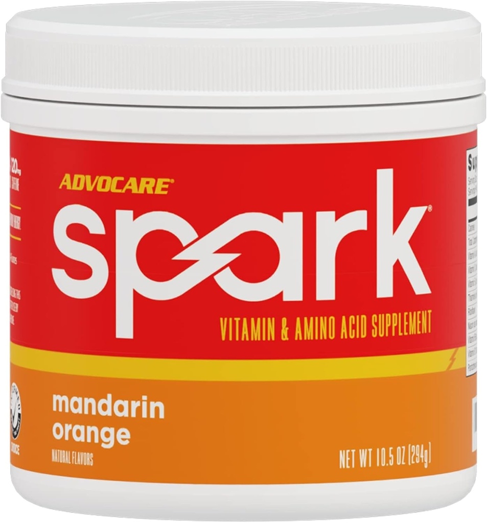 Advocare Spark - Energy Drink Mix - Suplemento de Vitamina e Aminoácido - Suporta Energia e Foco - Suporte Imune Portátil - Sem Açúcar - Laranja Mandarina (10.5 onças)