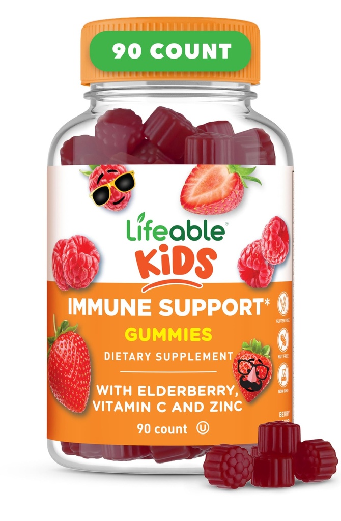 Crianças vivas Immune Supply Gummies de apoio para crianças . Elderberry Vitamina C e Zinco . Great Tasting Immune Supplement Elderberry Gummies para meninos .