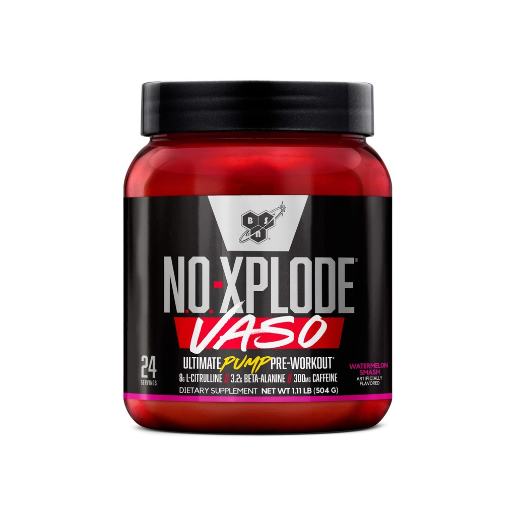 BSN N.O.-XPLODE Vaso pré-treino em pó com 8g de L-Citrulina e 3,2g Beta-Alanina e Energia, sabor: Melancia Smash, 24 Servings