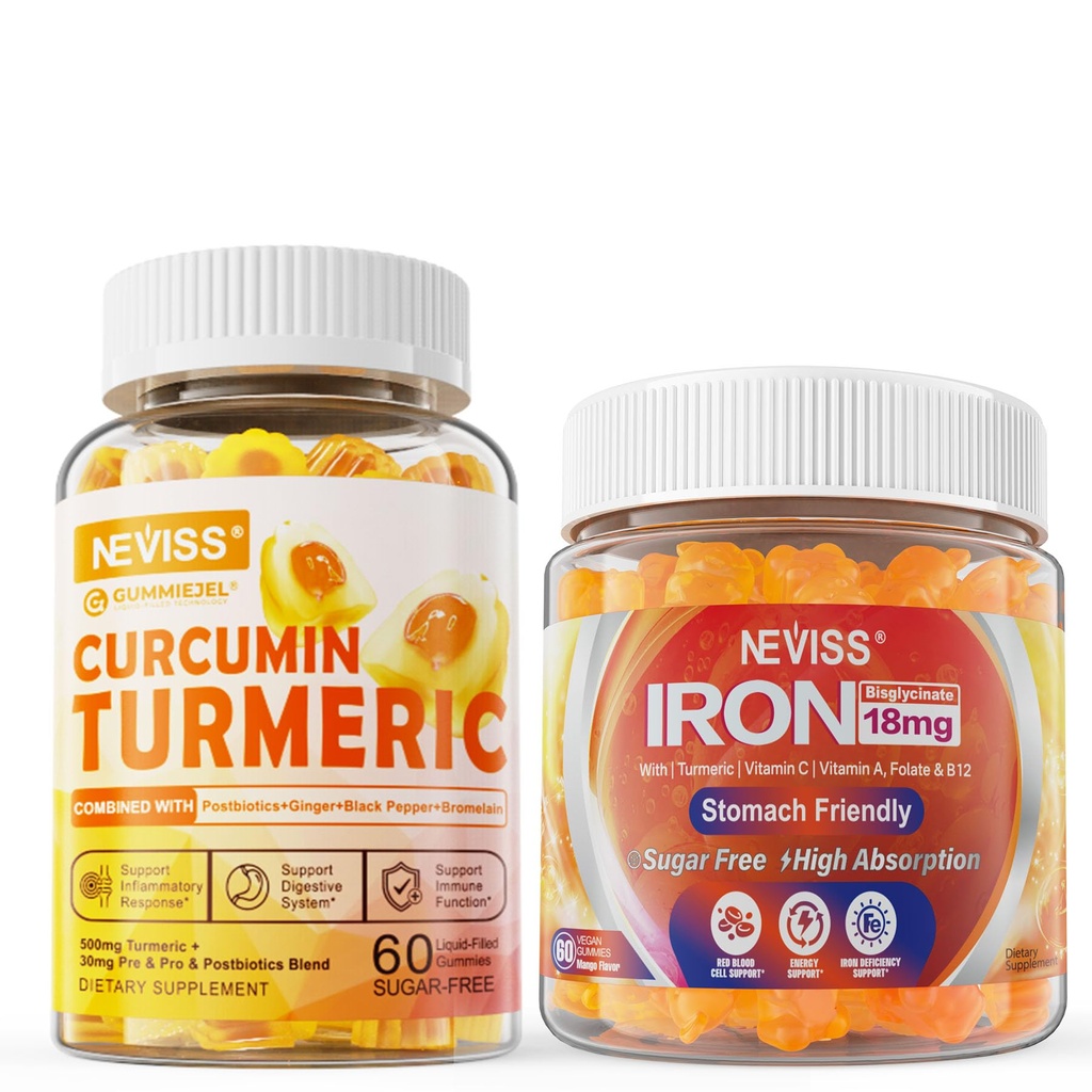 Açúcar gratuito Curcumina de açafrão chicletes preenchidos 550mg para adultos,Vegan suplemento de pastilhas de ferro com vitamina C
