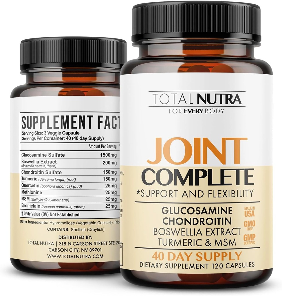 Glucosamina Condroitin HSH Turmeric 2100mg – Cápsulas completas conjuntas, Suplemento de suporte conjunto de força avançada para adultos Mãos de volta Joelho Mobilidade – Bone & Suplementos de saúde conjunta para homens e mulheres