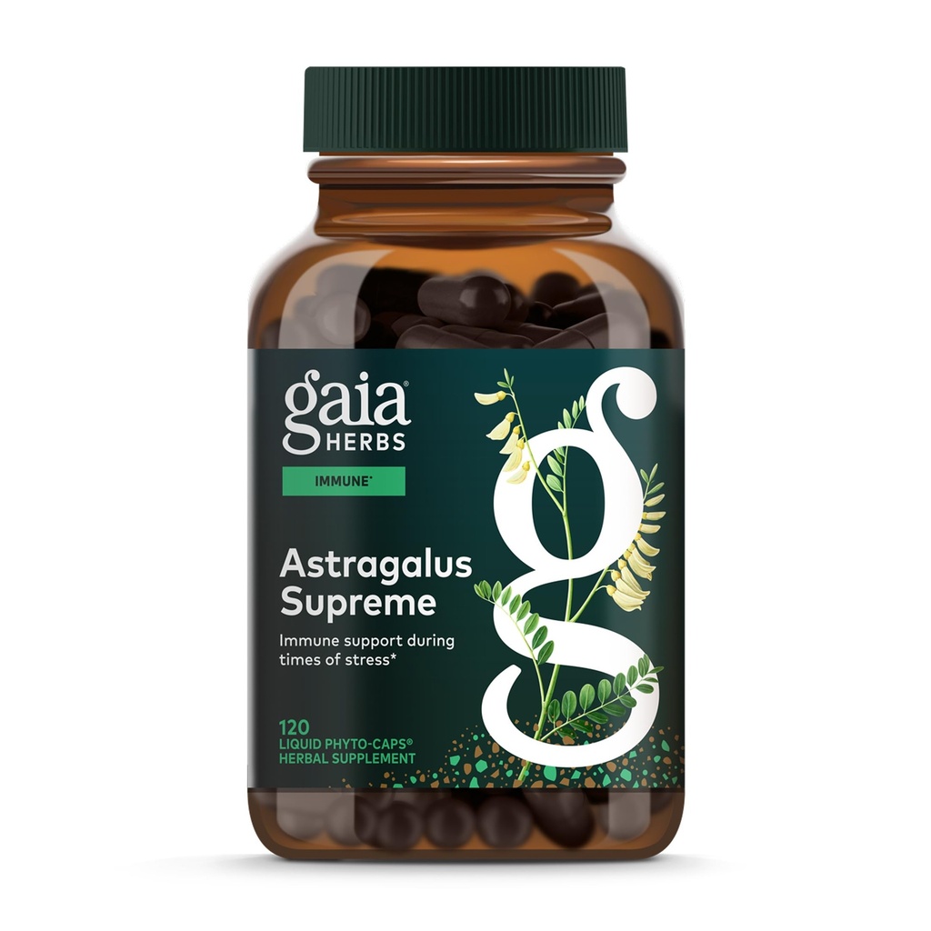 Gaia Herbs Astragalus Supreme - Imune e Antioxidante Apoio Suplemento de ervas - com Astragalus Root, Schisandra Berry, e Ligustro - 120 Vegan líquido Phyto-Capsules (30-dia de fornecimento)