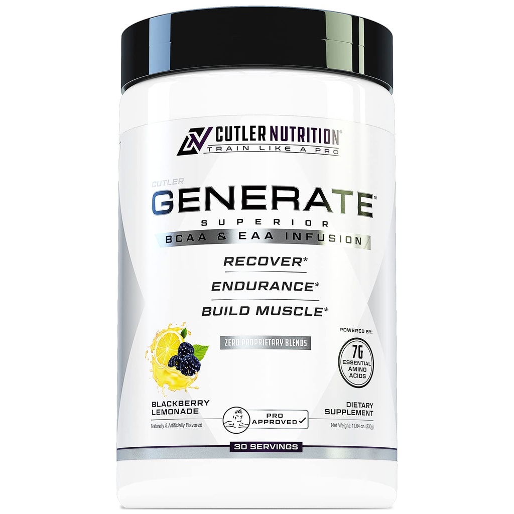 Gerar EAA e BCAA Pó: Melhor pós-treino Recuperação Bebida e cadeia ramificada Aminoácidos Suplemento com Aminoácidos Essenciais, 5g BCAAs, 2g EAAs BlackBerry Limonada, 30 Servings
