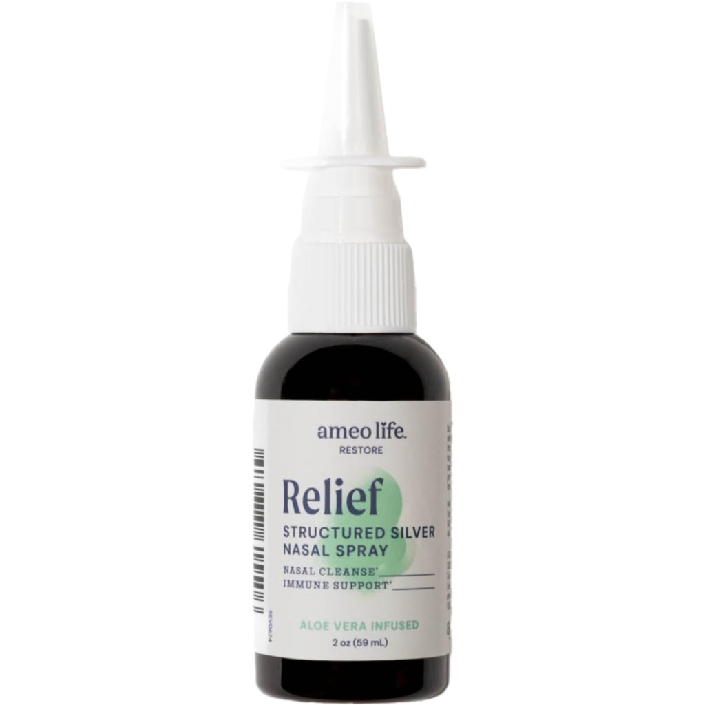 Pulverização de Nasal de Prata Coloidal Infundida em Aloe 24 PPM - Pulverização de Nariz com Ingredientes Naturais para Aliviamento de Congestão Nasal, Congestão de Seno, Muco e Irrigação - para Uso Diário (2 onças)