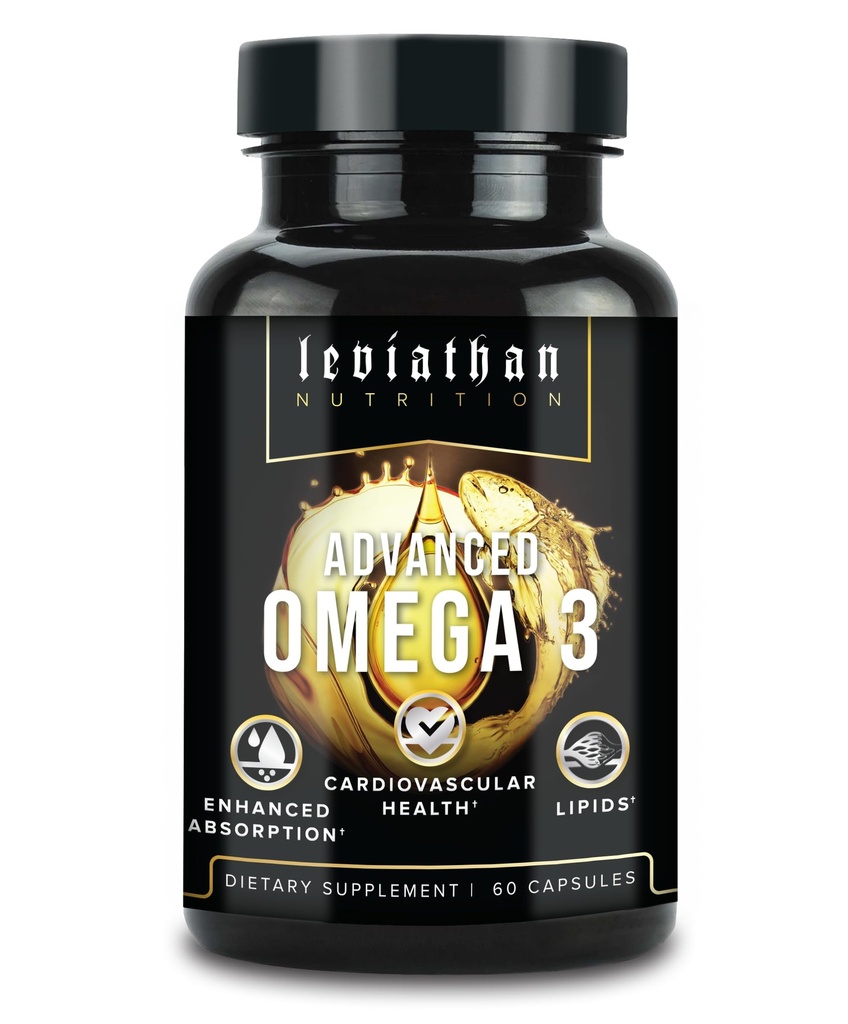 Leviathan Fish Oil Omega 3 Cápsulas Premium Norueguês Omega 3 Fish Oil for Heart, Cérebro, & Imune Support