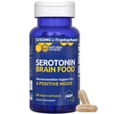 Serotonin Brain Food - 1250mg L-Tryptophan & 400mg Rhodiola Rosea Supplement - Suplemento de suporte de humor para alívio de estresse - Suporte de neurotransmissor com glicinato de magnésio e zinco - 60 Cápsulas