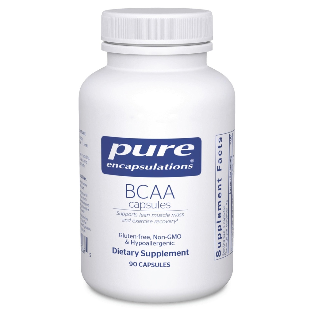 Pure Encapsulations BCAA Cápsulas Suplemento hipoalergénico para apoiar a função muscular durante o exercício* .90 Cápsulas
