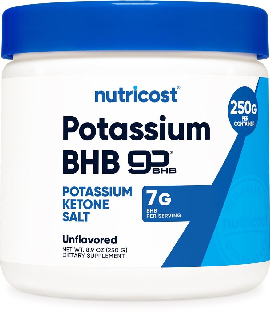 Nutricost Potássio sal BHB, Suplemento de cetona exógeno, 6.4g Beta-hidroxibutirato por serviço, 250 gramas