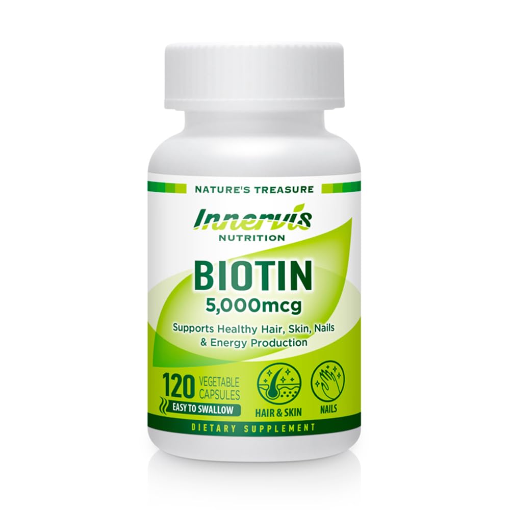 Biotina de alta potência 5000mcg – Suporta cabelo, pele e unhas de saúde, 120 cápsulas vegetais