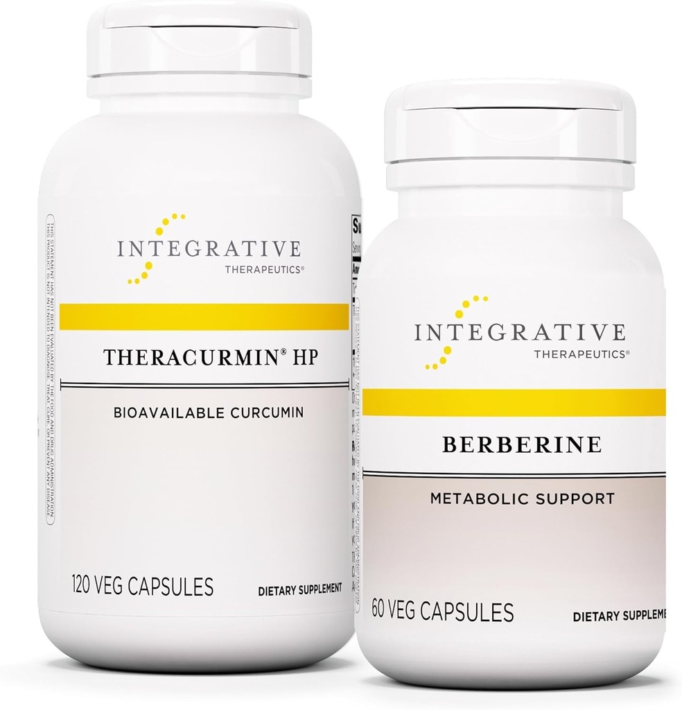Integrative Therapeutics Bundle with Berberine, 60 Cápsulas & Theracurmin HP, 120 Cápsulas - Berberine para Suporte Metabólico* - Suplemento de Theracurmin Isso é 27x Mais Biodisponível*