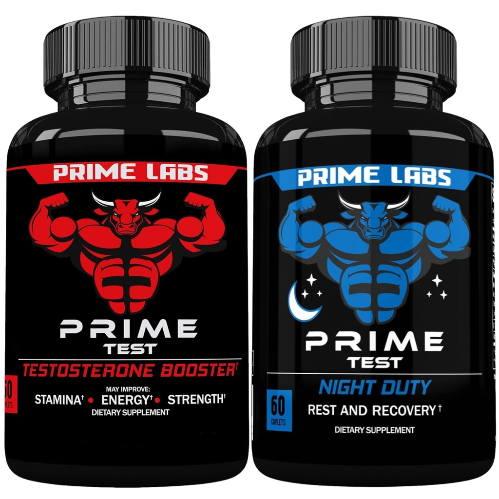 Prime Labs Prime Test Test Testosterone Booster + Night Duty Sleep Supplement