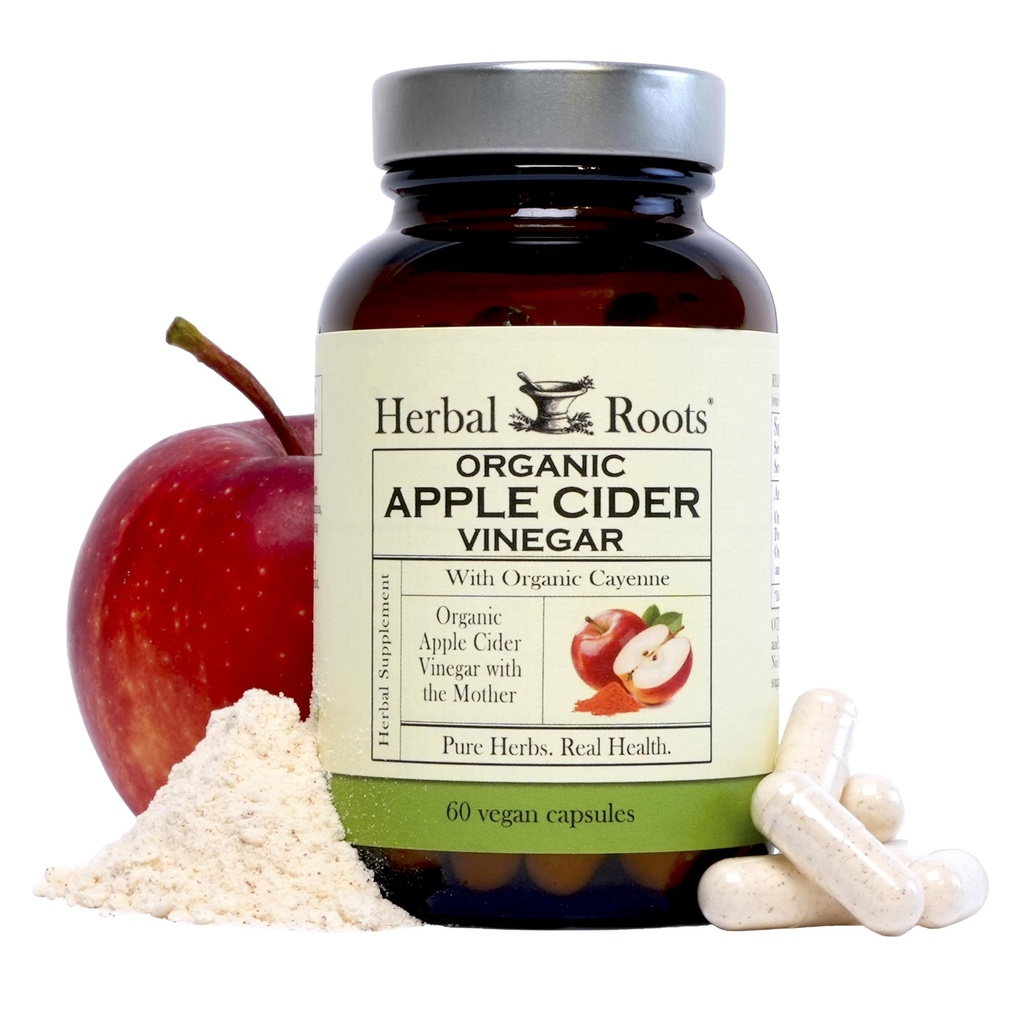 Ervas Raízes Orgânicas Apple Cider Vinagre Cápsulas com Mãe e Cayenne Orgânica              , 60 Cápsulas Vegan