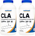 Nutricost CLA (ácido linoleico conjugado) 2.400mg, 240 Softgels - Gluten Free, Non-GMO, 800mg Por Softgel (2 garrafas)