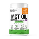 Pó de óleo MCT de Sandhu com fibra prebiótica 35 Servings - Keto - Combustível ácido gordo para corpo e cérebro 100% óleo de coco derivado, Fácil de misturar, 10.6 Oz