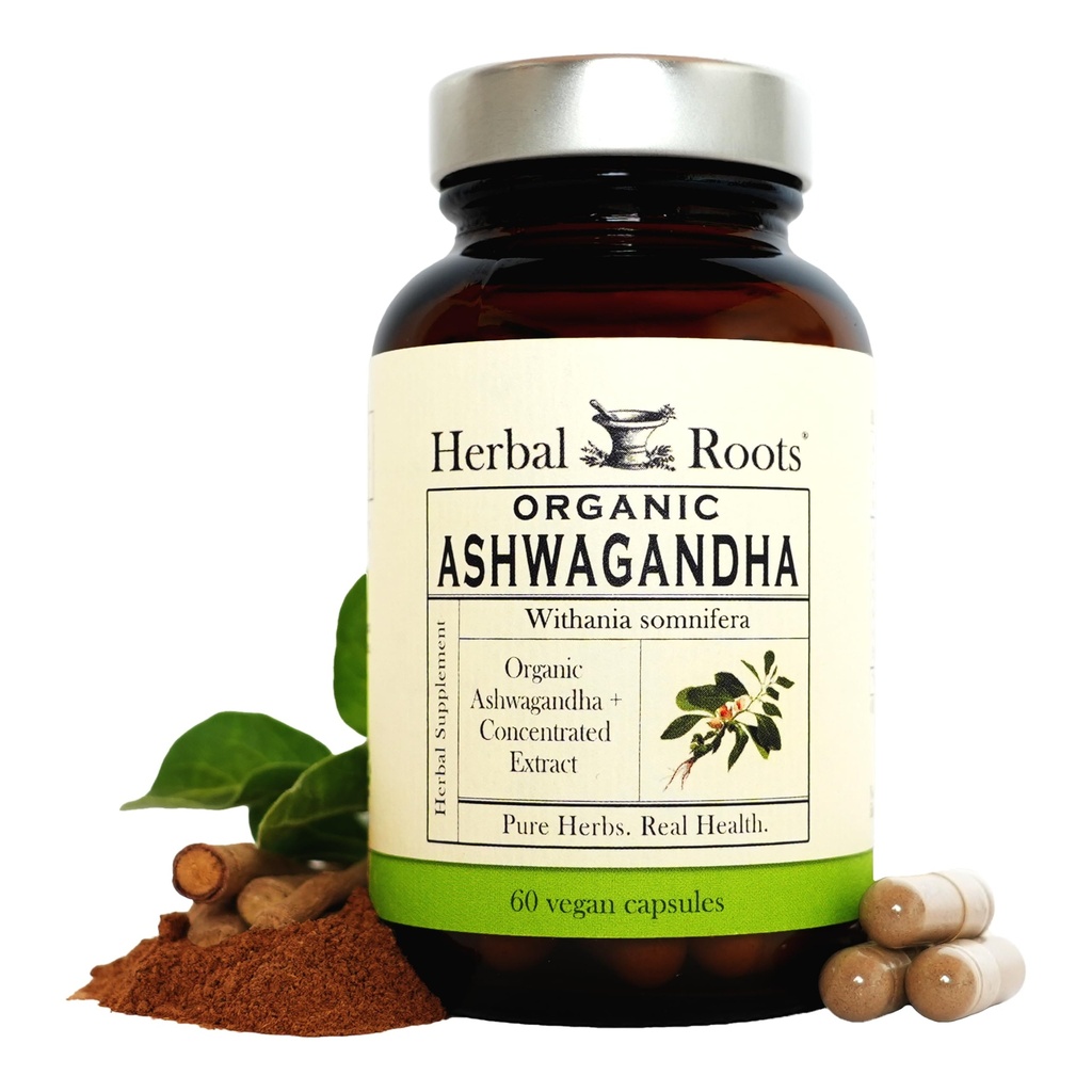 Ervas Raízes Ashwagandha Cápsulas □ Força extra 1.000mg por serviço □ Ayurvedic para saúde geral para homens e mulheres □ 60 Cápsulas Vegan