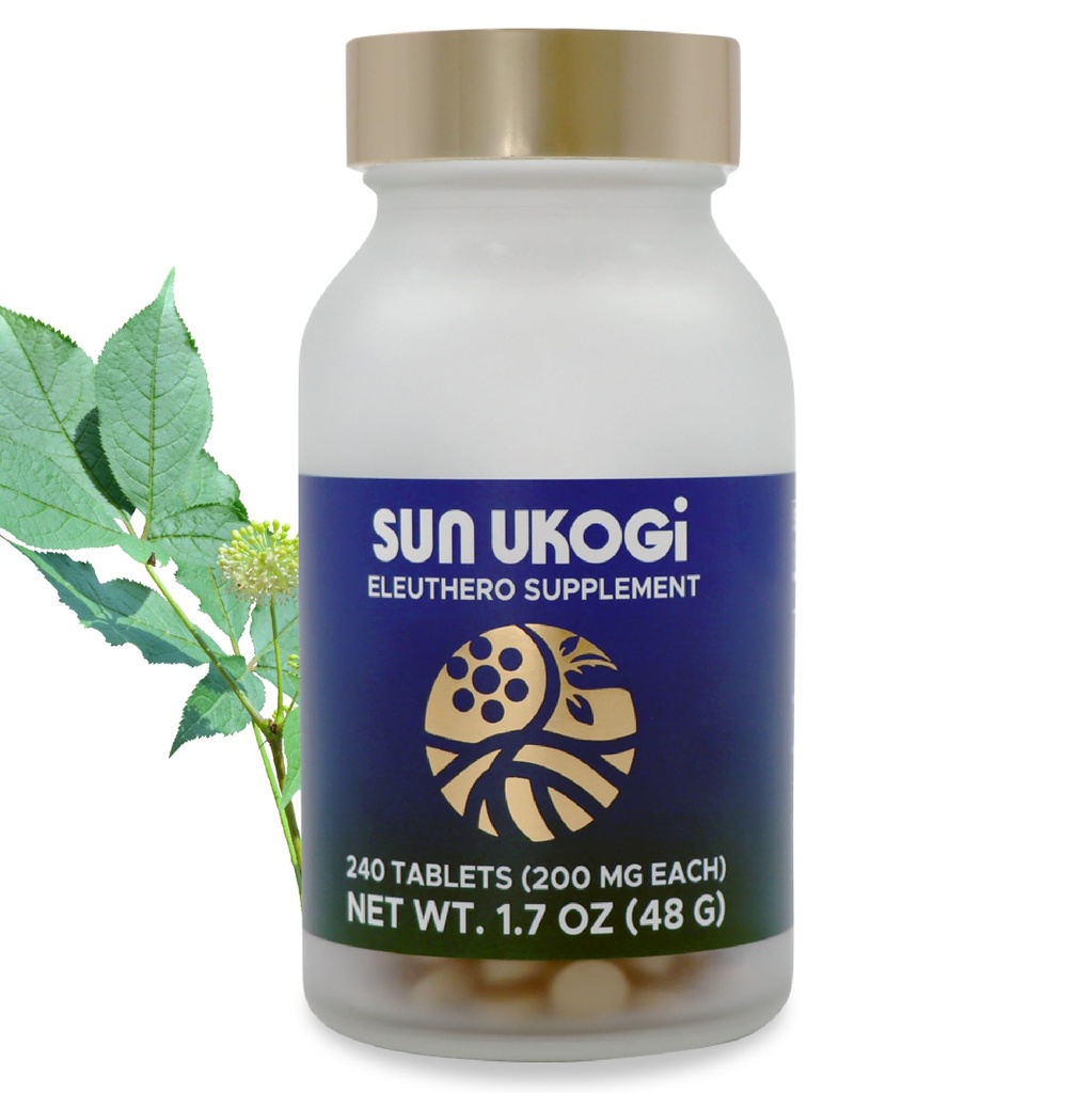 Sun chlorela Sun Ukogi Eleuthero Root 200 mg Siberian Ginseng Supplement - Natural Adaptogen Well Being & Endurance Supplement for Women & Men - Non-GMO - 240 Comprimidos
