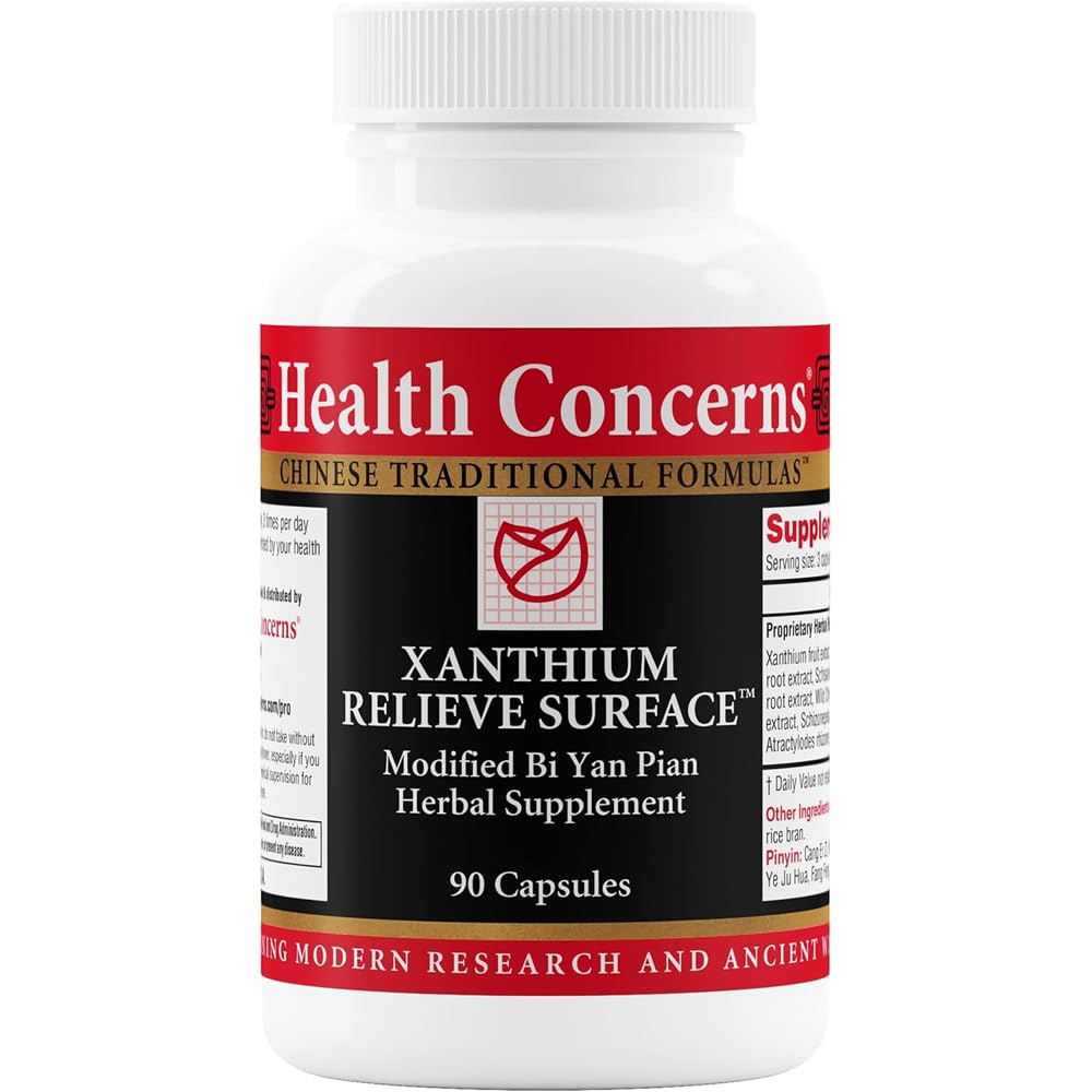 Preocupações de saúde Xanthium Alieve Surface - Imune Support Supplement - Fleuma, Alergia do Sino, Congestão nasal e Erupção cutânea Suporte - Suplemento de ervas com fórmula tradicional chinesa - 90 Cápsulas