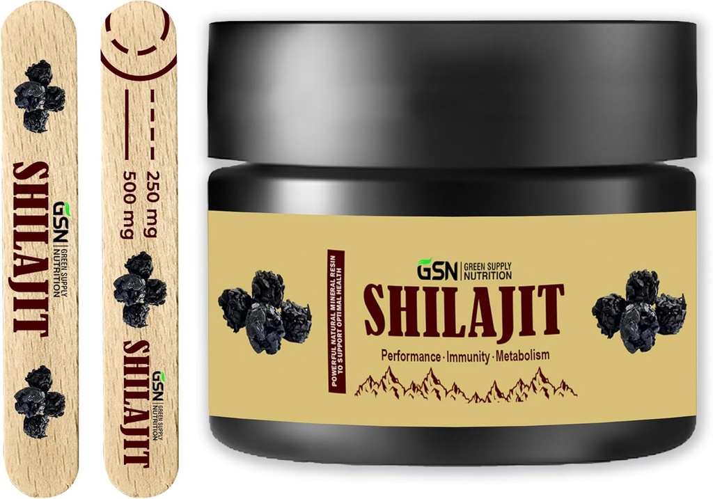 Fornecimento verde Resina de Shilajit Orgânica 30g: Pura mistura de Himalaia com 85+ Trace Minerals & Fulvic Acid - 600mg máxima potência para o aumento de energia e apoio imunológico, 50 Servings