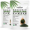 Círculo de Terra Orgânicos espirulina em pó, Kosher, cru e não irradiado □ Pure Vegan Protein □ Premium Superfood, alta em aminoácidos e antioxidantes - 4 Onça (2 embalagens)