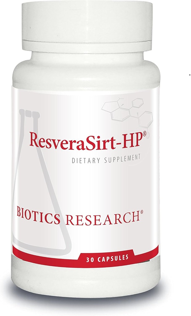 Biotics Research ResveraSirt HP Formulado pelo Dr. Mark Houston, Trans Resveratrol, Quercetin, Aumente a atividade Sirtuin, Suporte Cardiovascular, Poder do Coração, Suporte Vascular, 30 Cápsulas