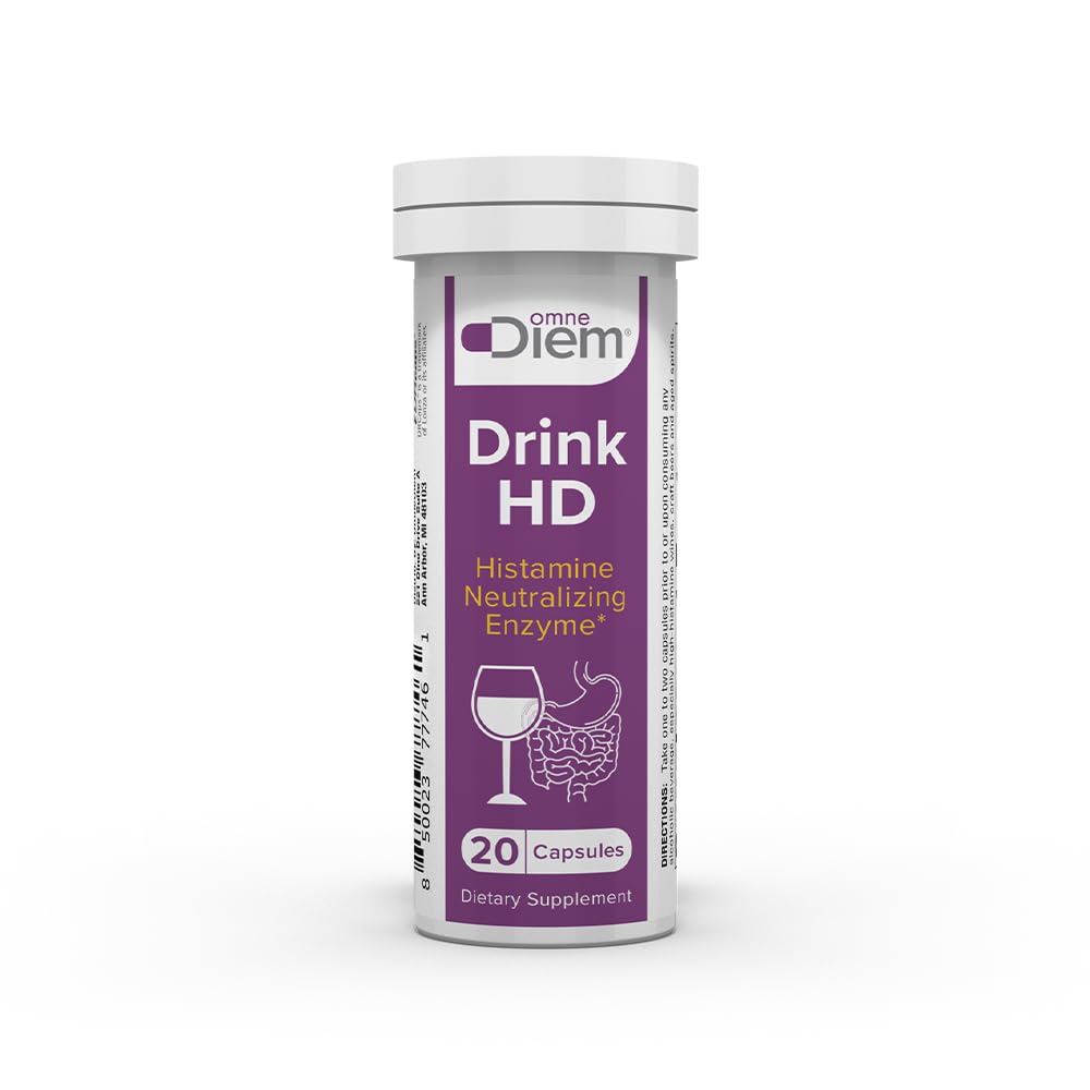 OmneDiem Drink HD Suplemento dietético: Neutralização natural da histamina & Digesting Enzyme – Diamine Oxidase DAO, 20 cápsulas