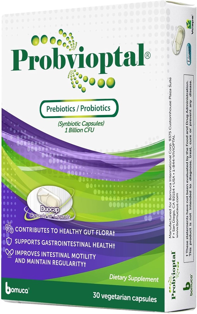 Probvioptal, 30 Cápsulas, Probióticos e Prebióticos, Duocap, 1 bilhão UFC, Glúten Livre