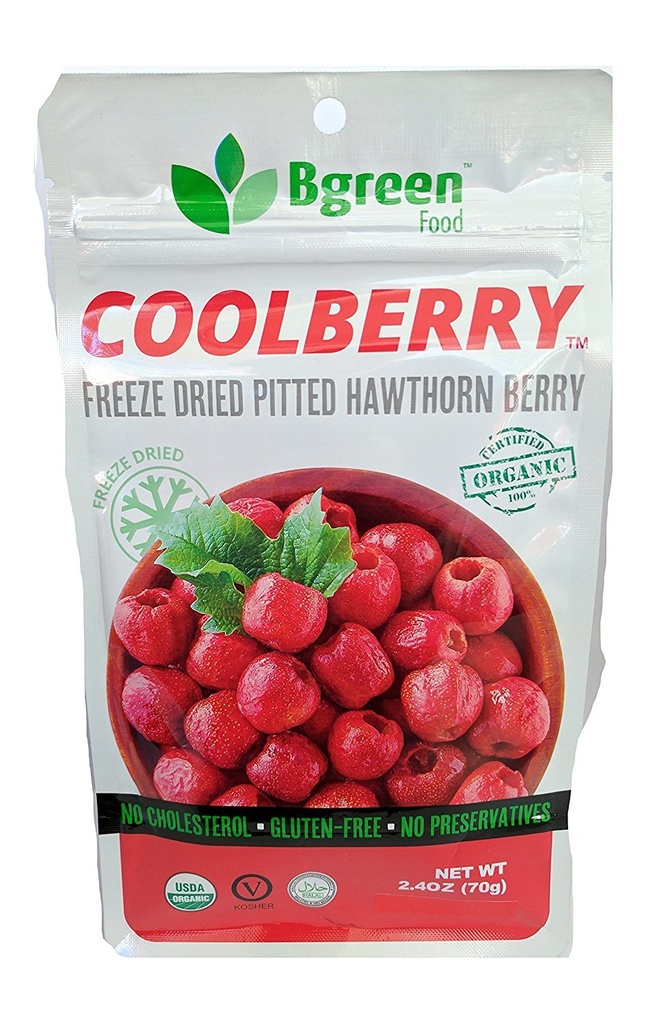 Bgreen- Orgânico Freeze Seco Hawthorn Berry, USDA Orgânico, Chá Infusão, Smoothie, Superalimento
