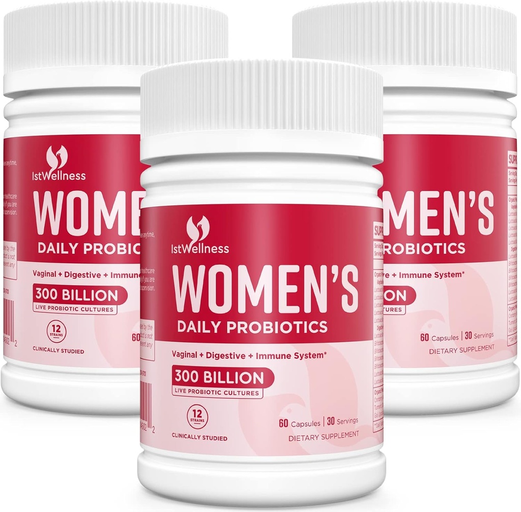 Probióticos para Mulheres - 300 Bilhões UFC Probiótico, 12 Estilhas Probióticos com Cranberry, Mulheres Selecionadas Probiótico para Vaginal, Urinário, Balanço de pH, Diarréia, Gut Digestivo & Saúde Imune - 180 Cápsula