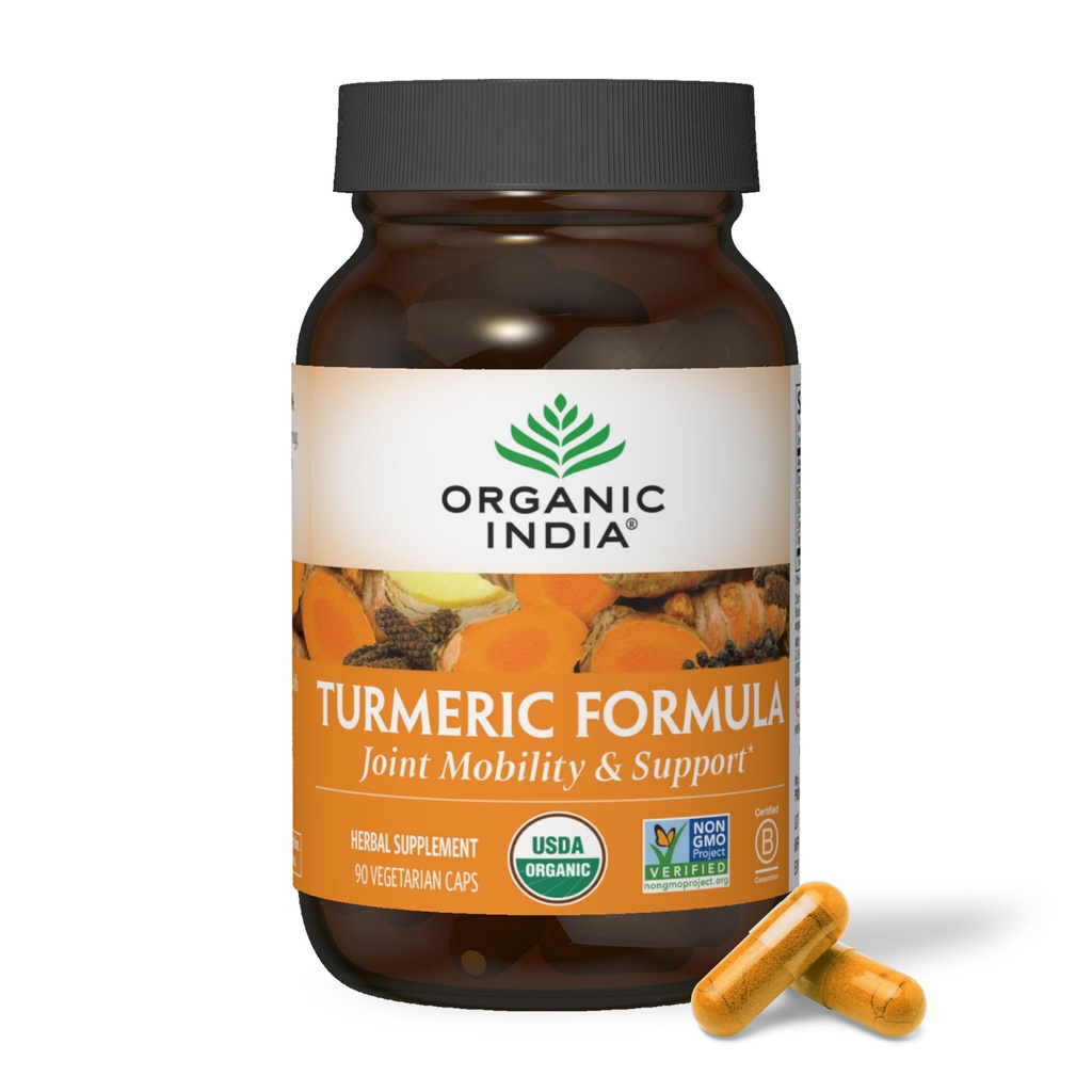 ÓRGÂNICA ÍNDIA Curcumina Acumérica com Pimenta Negra - Suplemento Orgânico Acumênico e Suplemento de Curcumina, Cápsulas Acuméricas, Suporte Conjunto e Suporte do Sistema Imune, Raiz inteira, Trikatu - 90 Cápsulas