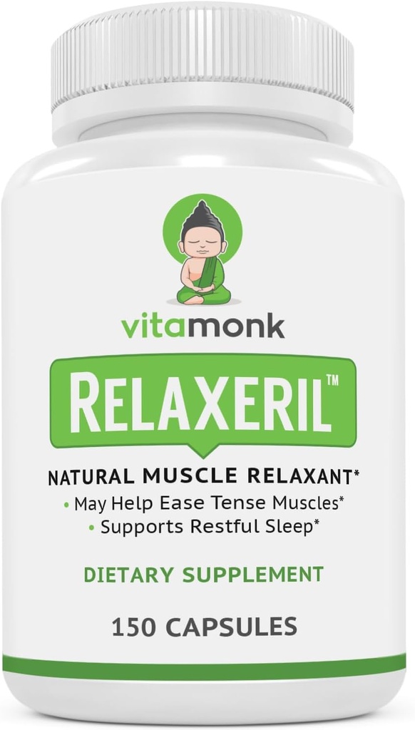 VitaMonk RelaxerilTM Relaxador Músculo All-Natural - Suplemento Relaxador Músculo - Fórmula Relaxante Músculo Completo