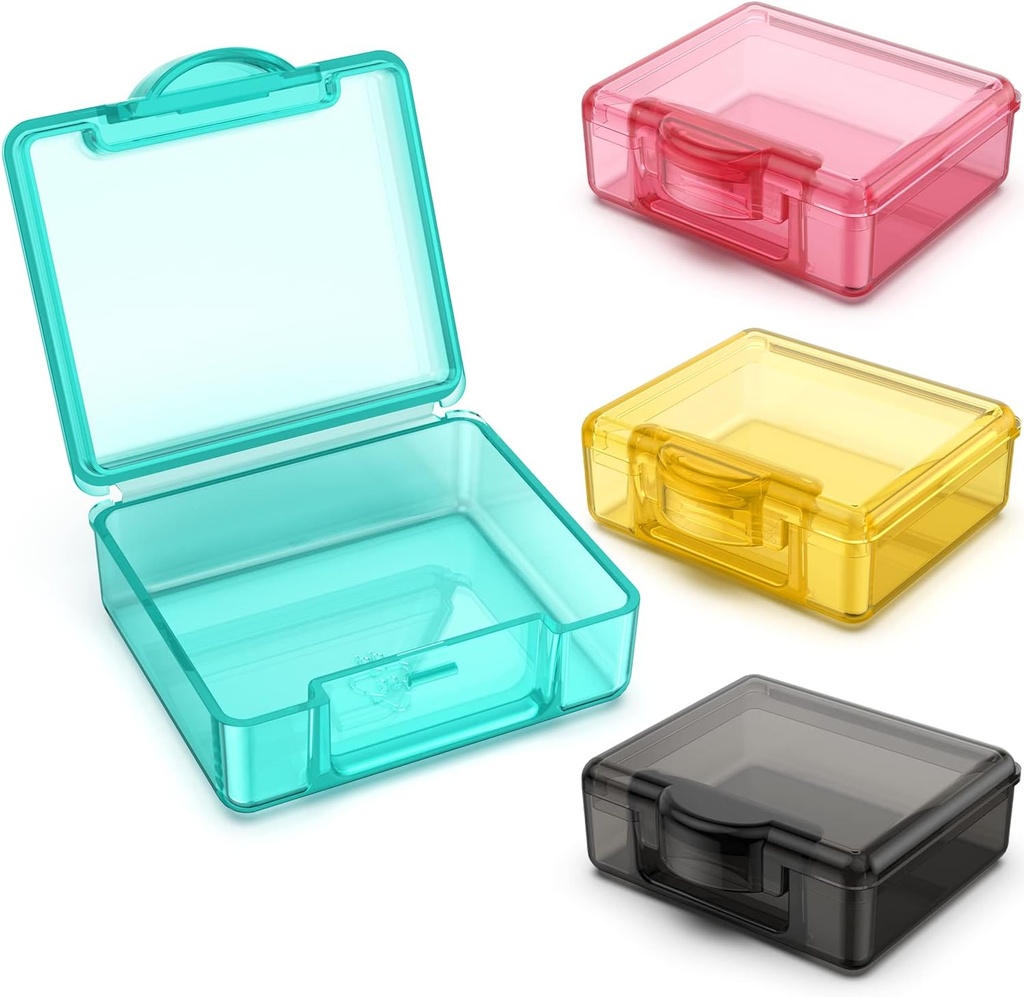 Caixa de comprimidos pequena 4 pcs, caixa organizador de pílulas de viagem bonito Mini minúsculo recipiente de armazenamento plástico transparente portátil para bolsa de bolso