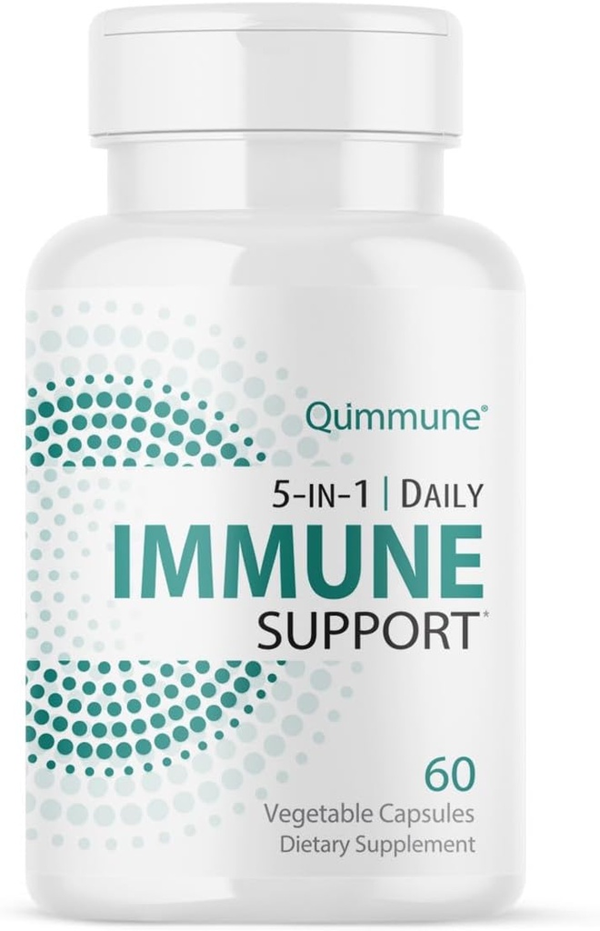 5-em-1 Immune Suporte avançado com Fitossoma de Quercetina, Zinco, Vitamina C, D3, K2 - Imunidade e Suplemento de Alergia com Quercetina Ativada - 60 Veg Caps