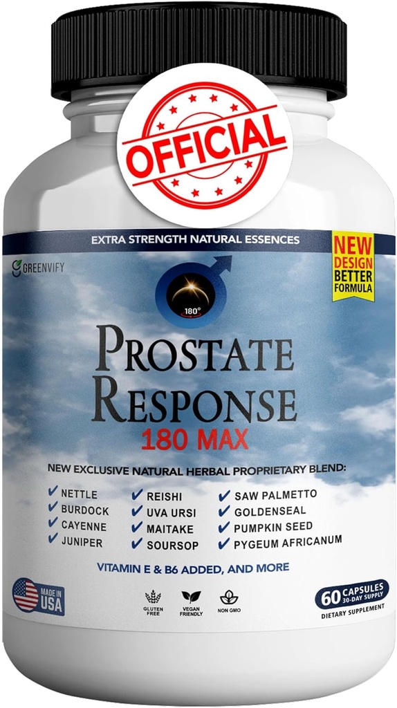 Resposta da próstata 180 Max Prostate Formula Suplementos para homens Cápsulas, Suplementos de Saúde - Força Máxima, Tudo Natural para apoiar Função Normal e Saudável (1)
