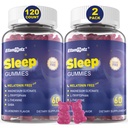 Melatonina Free Sleep Aid Gummies for Adults, Açúcar Free Sleeping Gummy No Melatonin, Natural Calm Gummies with Magnesium Glycinate, L-Tryptophan, L-Theanina, GABA, Ashwagandha, Valerian, 120cts